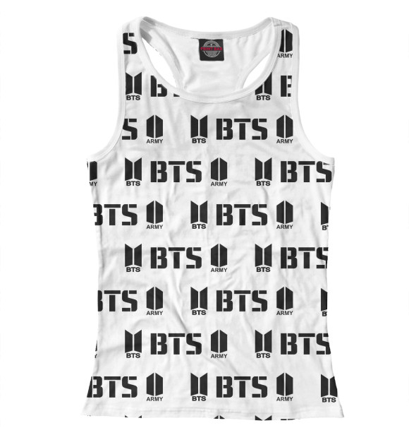 Женская майка-борцовка с изображением BTS цвета Белый