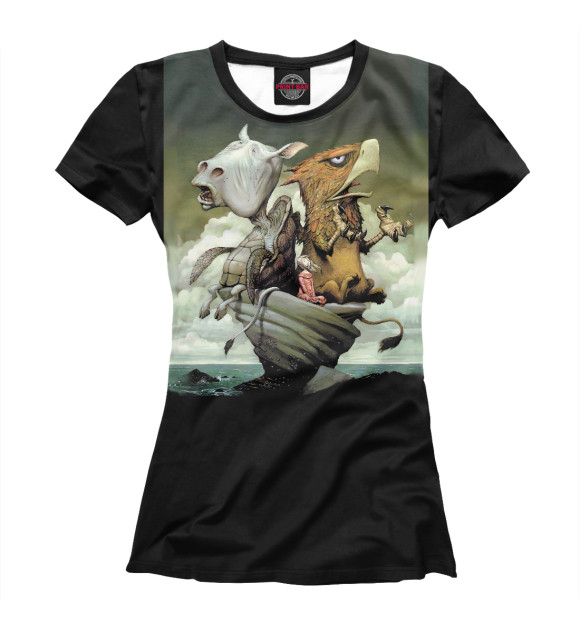 Женская футболка с изображением Животный психоз цвета Белый