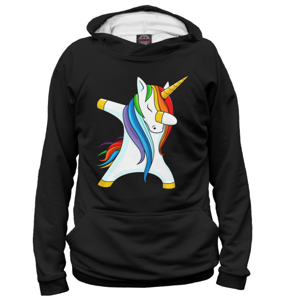 Мужское худи с изображением Dabbing Unicorn цвета Белый