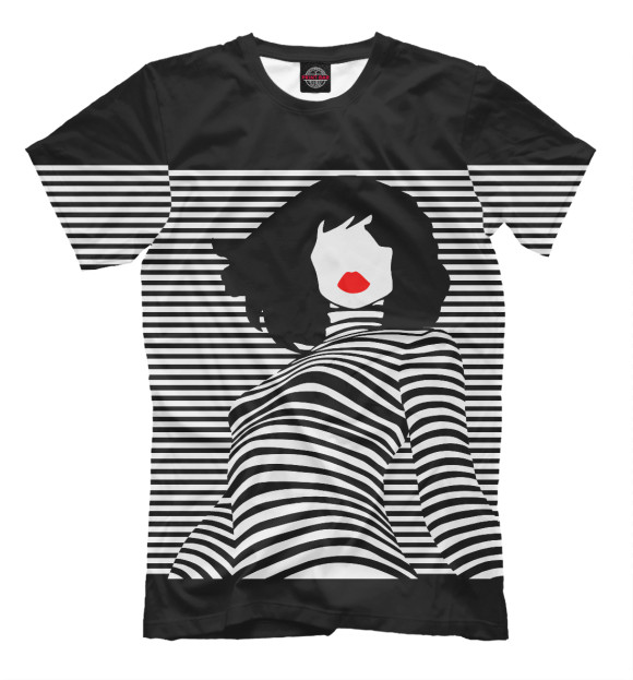 Мужская футболка с изображением Девушка поп-арт цвета Черный
