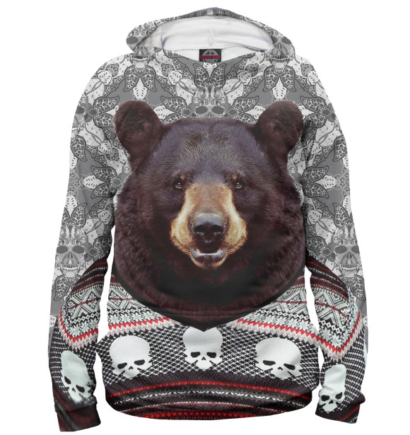 Худи для девочки с изображением Медведь в свитере цвета Белый