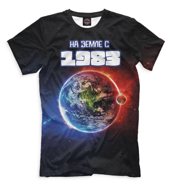 Мужская футболка с изображением На Земле с 1983 цвета Черный