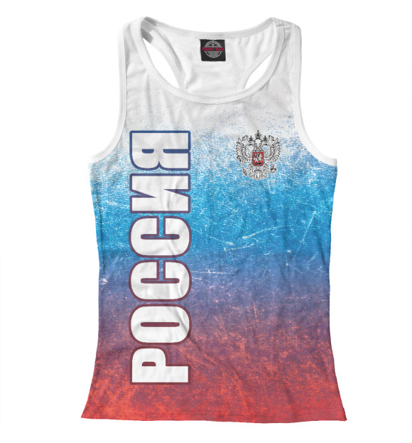 Женская майка-борцовка с изображением Россия цвета Белый