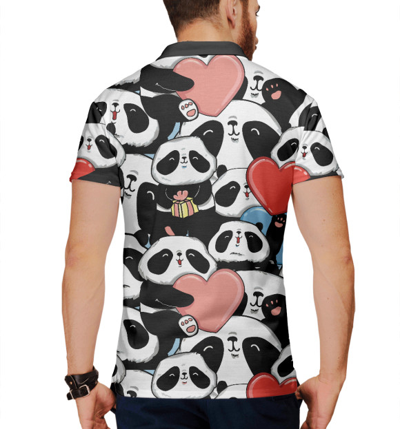 Мужское поло с изображением Пандяшки цвета Белый