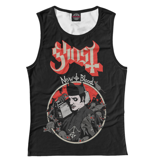 Женская майка с изображением Ghost цвета Белый