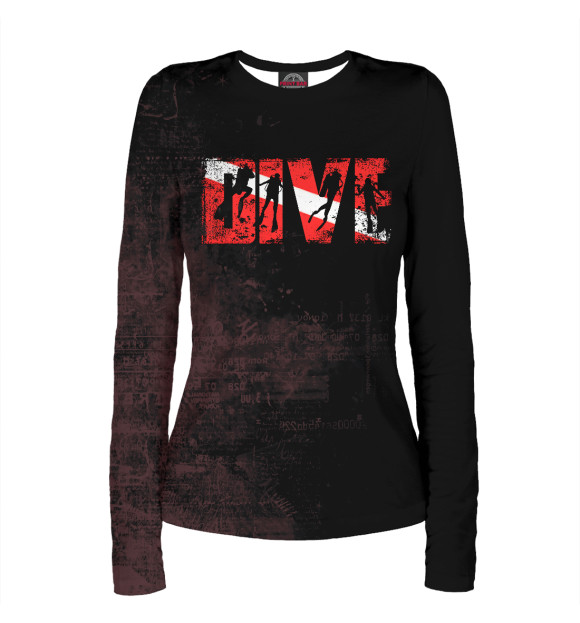 Женский лонгслив с изображением Dive diver flag цвета Белый