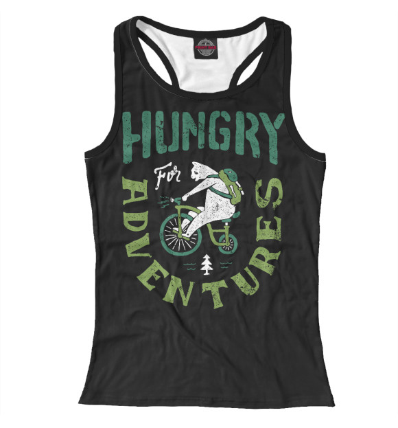 Женская майка-борцовка с изображением Жаждущий приключений цвета Белый