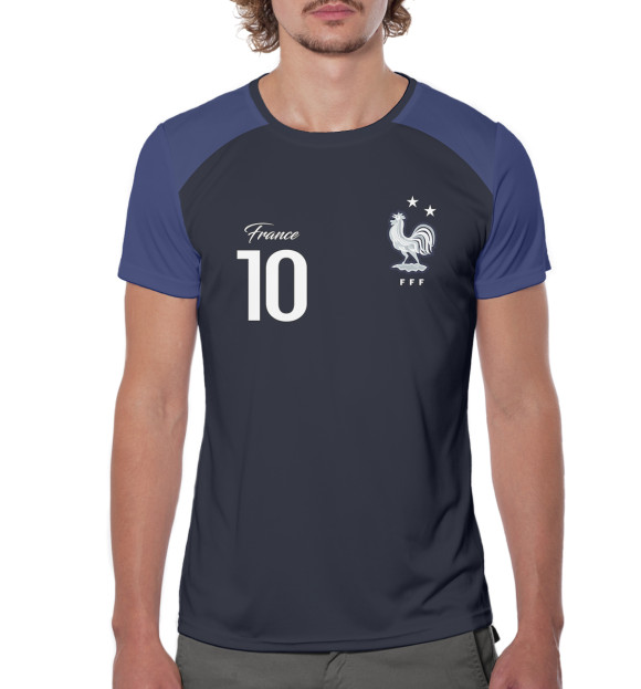 Мужская футболка с изображением Килиан Мбаппе - Сборная Франции цвета Белый