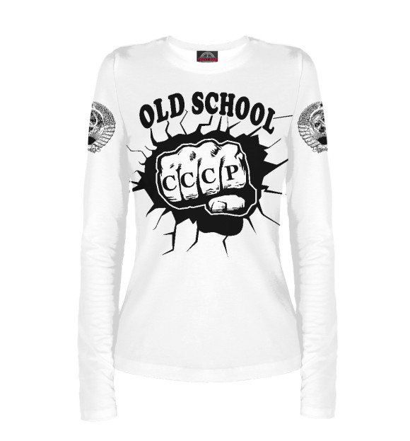 Женский лонгслив с изображением Old School цвета Белый