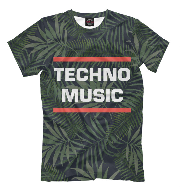 Мужская футболка с изображением Techno music цвета Молочно-белый