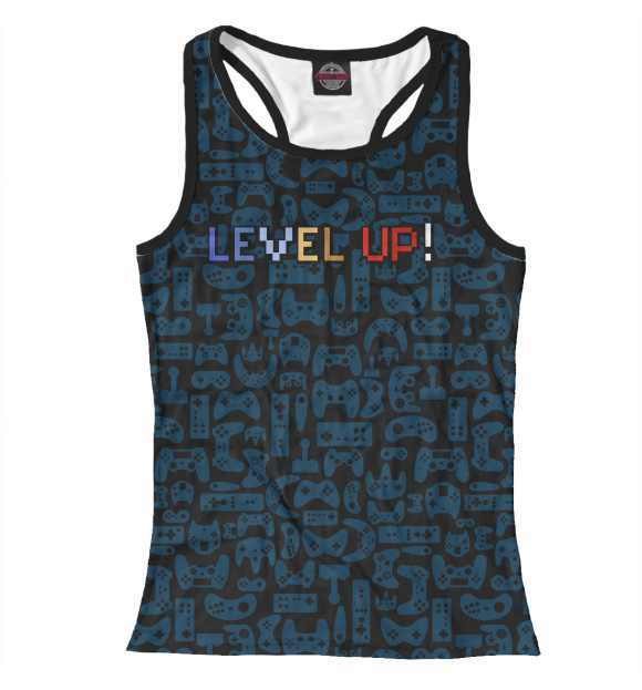 Женская майка-борцовка с изображением Level up! цвета Белый