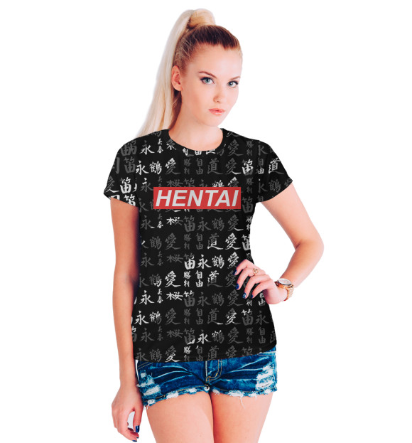 Женская футболка с изображением Hentai цвета Белый