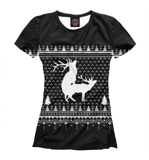 Женская футболка с изображением Скандинавские олени цвета Белый