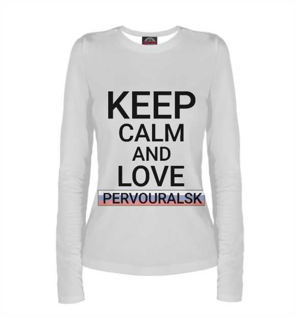 Женский лонгслив с изображением Keep calm Pervouralsk цвета Белый