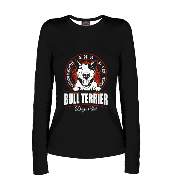 Женский лонгслив с изображением Bull terrier цвета Белый
