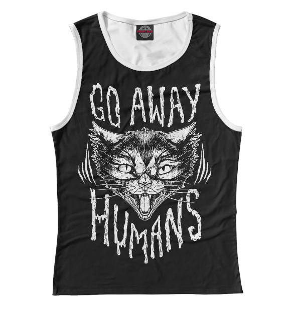 Женская майка с изображением Убирайтесь, люди цвета Белый