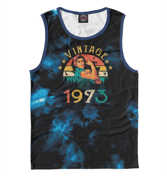 Мужская майка с изображением Retro Vintage 1973 цвета Белый