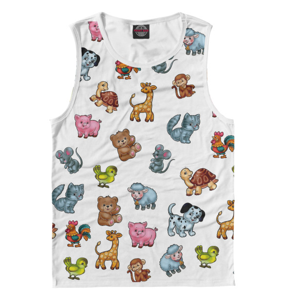 Майка для мальчика с изображением Слоны с друзьями животными цвета Белый