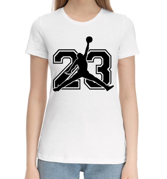 Женская хлопковая футболка с изображением Michael Jordan цвета Белый