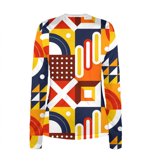 Женский лонгслив с изображением Pattern - blue and orange цвета Белый