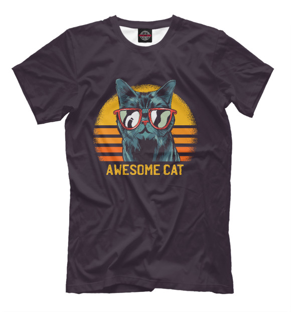 Футболка для мальчиков с изображением Awesome cat цвета Белый
