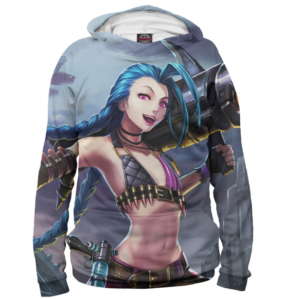 Мужское худи с изображением Jinx цвета Белый