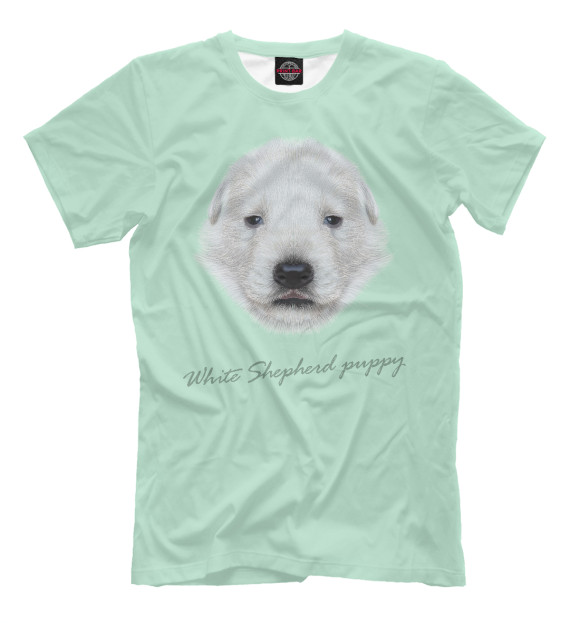 Футболка для мальчиков с изображением White shepherd puppy цвета Белый