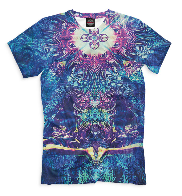 Футболка для мальчиков с изображением Психоделика цвета Грязно-голубой