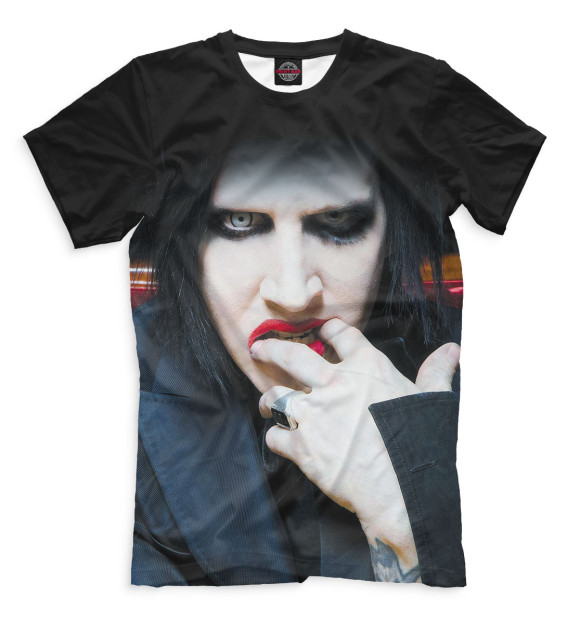 Мужская футболка с изображением Marilyn Manson цвета Черный