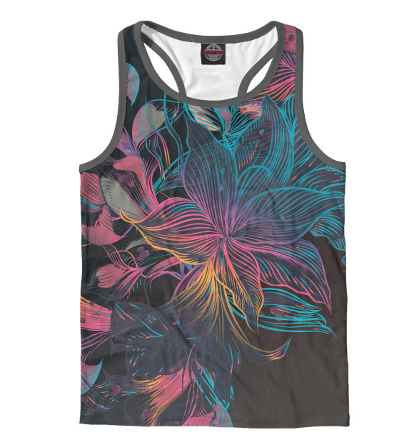 Мужская майка-борцовка с изображением Цветы цвета Белый