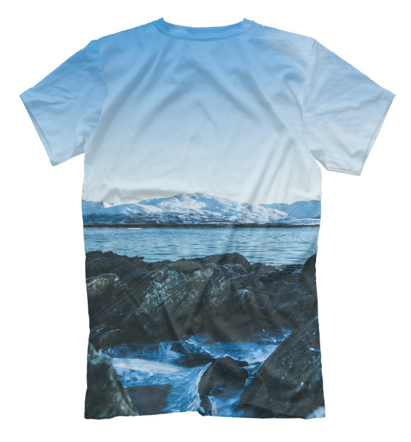 Мужская футболка с изображением Море и горы цвета Белый
