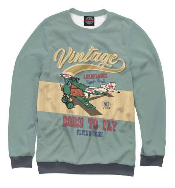 Свитшот для девочек с изображением Vintage Aeroplanes цвета Белый