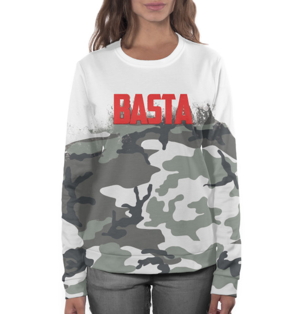 Женский свитшот с изображением Баста цвета Белый