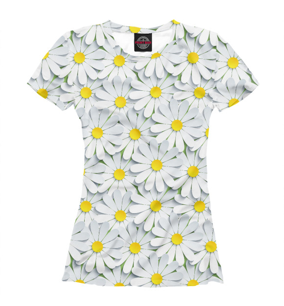 Футболка для девочек с изображением Ромашки цвета Белый