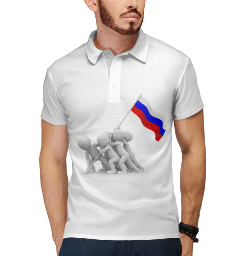 

Поло Print Bar, Белый, Флаг
