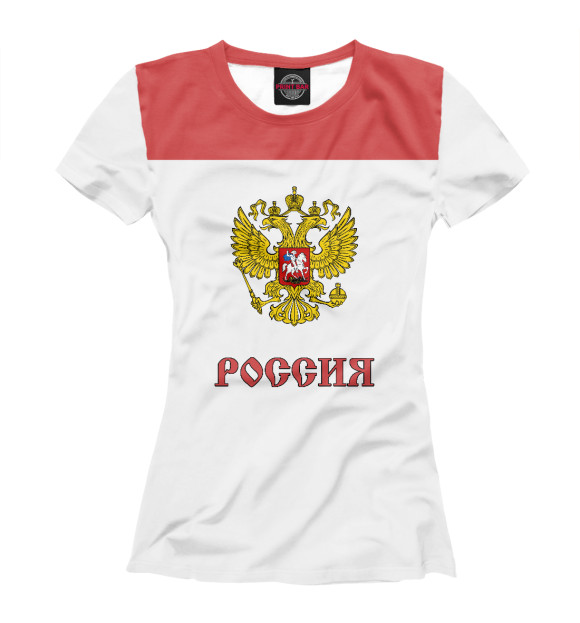 Женская футболка с изображением Сборная России по хоккею цвета Белый