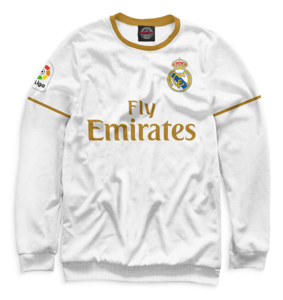 Женский свитшот с изображением Азар Реал Мадрид форма домашняя 19/20 цвета Белый