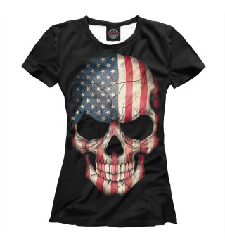 Женская футболка Череп - США