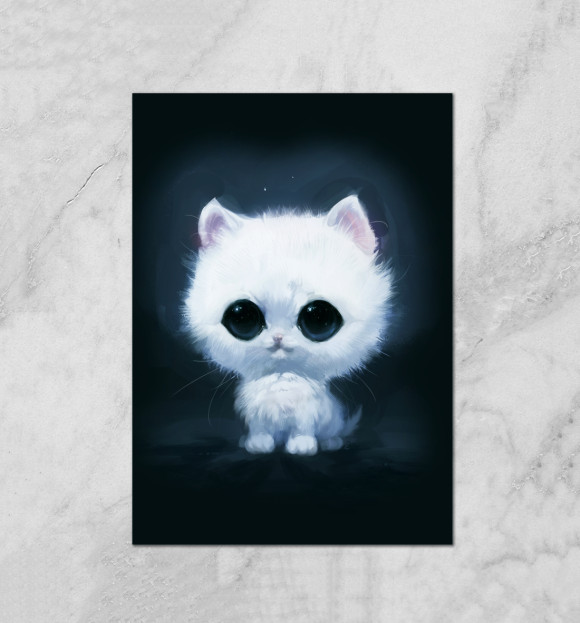 Плакат с изображением White kitten цвета Белый