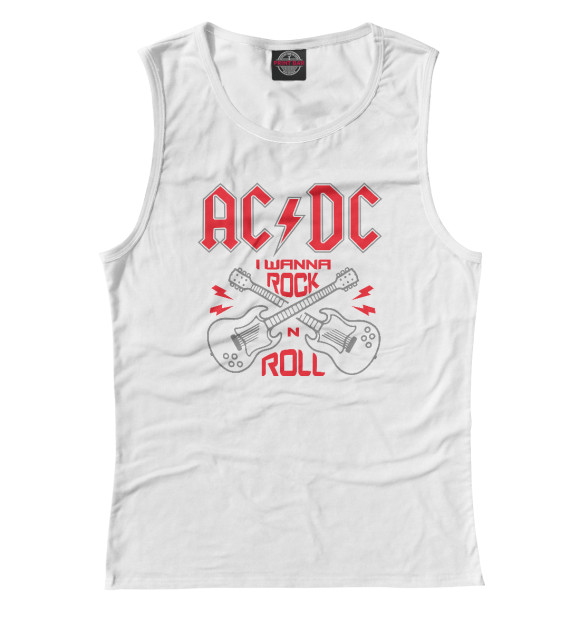 Майка для девочки с изображением AC/DC цвета Белый