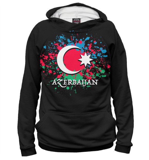 Мужское худи с изображением Azerbaijan цвета Белый