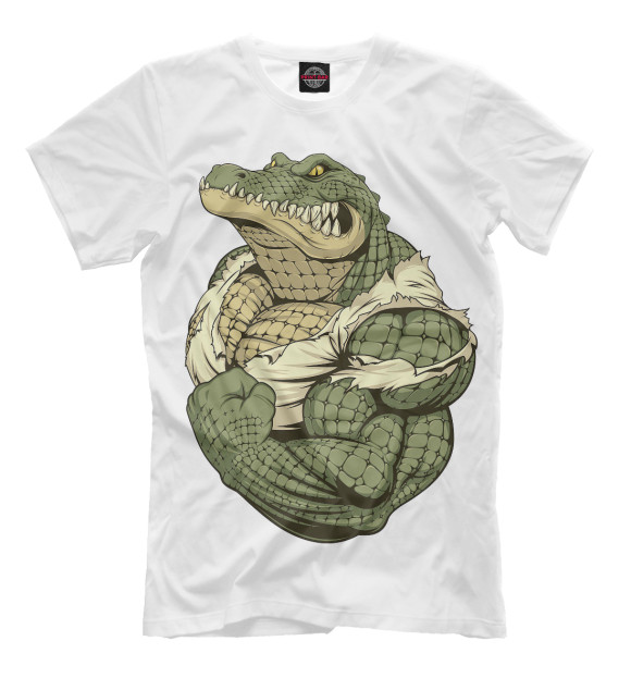 Мужская футболка с изображением Крокодил цвета Молочно-белый