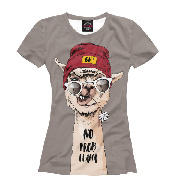 Женская футболка с изображением Лама цвета Белый