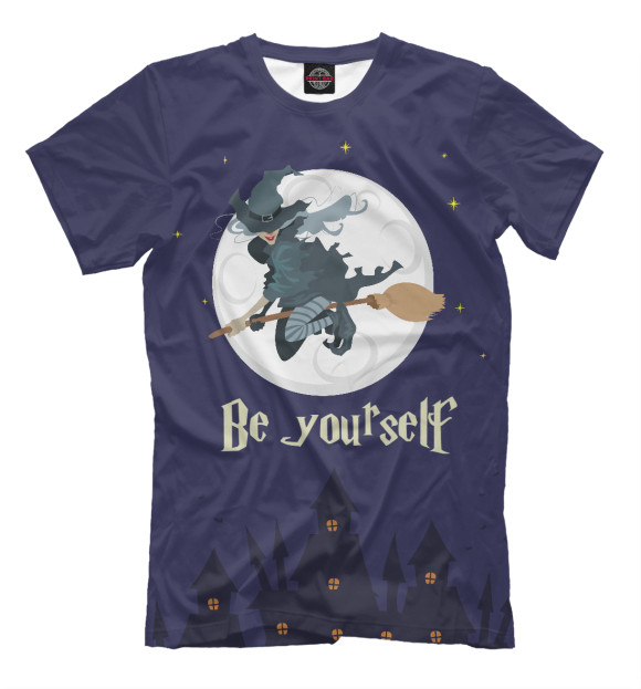 Мужская футболка с изображением Be yourself цвета Молочно-белый