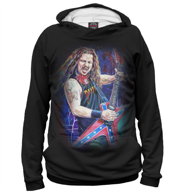 Мужское худи с притом Dimebag Darrell цвета Белый Мужское худи с изображением Dimebag Darrell цвета Белый