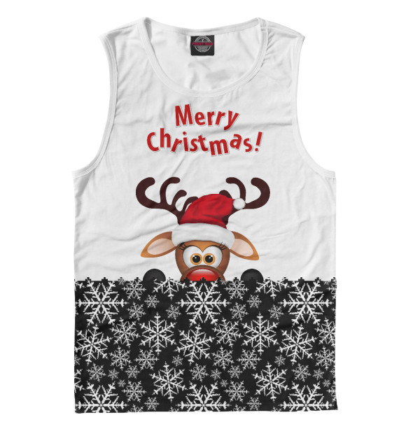 Майка для мальчика с изображением Merry Christmas цвета Белый