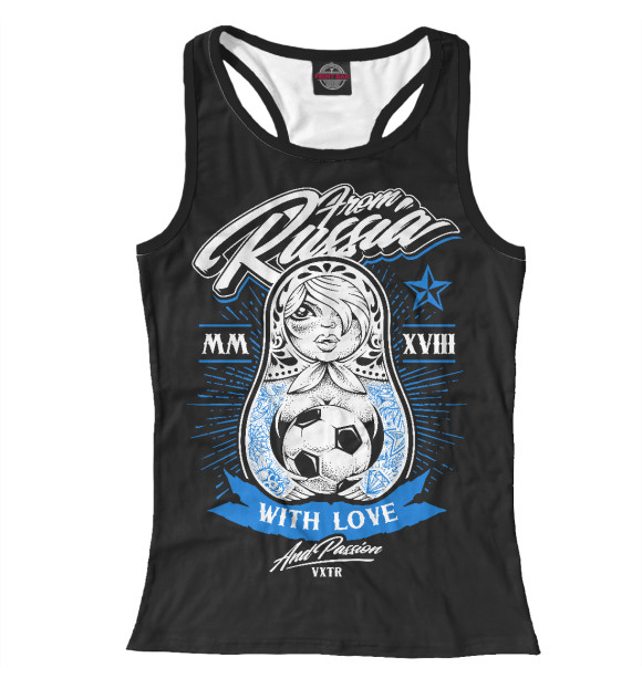 Женская майка-борцовка с изображением Матрешка цвета Белый