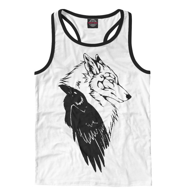 Мужская майка-борцовка с изображением Wolf & Raven цвета Белый