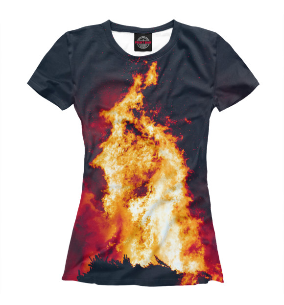 Женская футболка с изображением Огонь цвета Белый