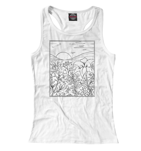 Женская майка-борцовка с изображением Пейзаж в стиле Line Art цвета Белый